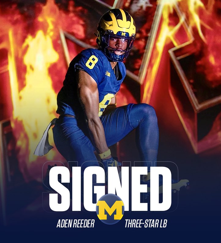 uofmcoverage's tweet image. OFFICIAL: 3⭐️ LB Aden Reeder has signed with Michigan! 

- 6’3 210 pounds 
- Cincinnati, OH
- Additional offers from Wisconsin, Indiana, Michigan State, Nebraska and 15+ others #GoBlue