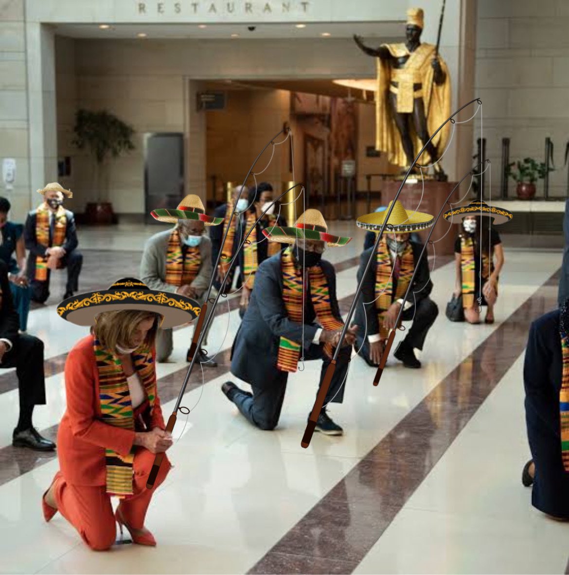 Democrats kneeling to honor the dead Venezuelan fishermen