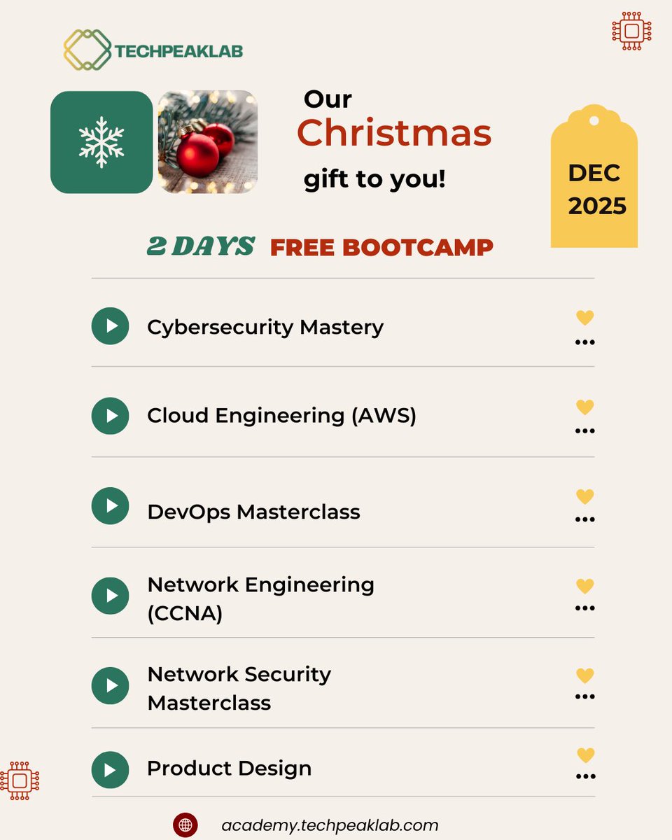 TechPeakLab's tweet image. The best investment you can make this December? A new career. 

Join the FREE 2-Day Bootcamp by Tech Peak Lab.

Slots are very limited! You will get the full schedule and details sent to your inbox upon successful registration. 

Claim your free spot: freebie.techpeaklab.com