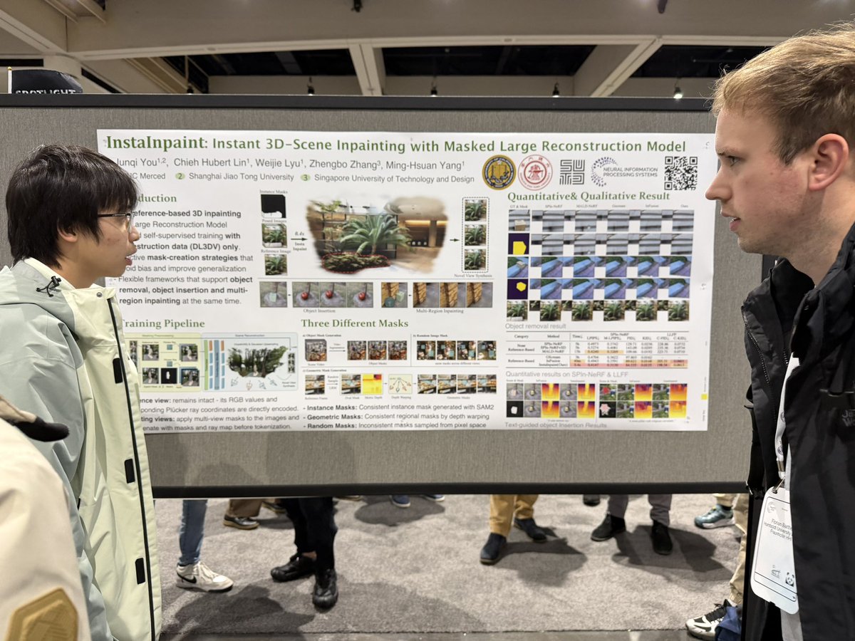 jonstephens85's tweet image. Promising paper on in painting for 3DGS. Only uses 4 images. I’m curious about larger datasets. 

Project page here: dhmbb2.github.io/InstaInpaint_p…

#3dgs #3d