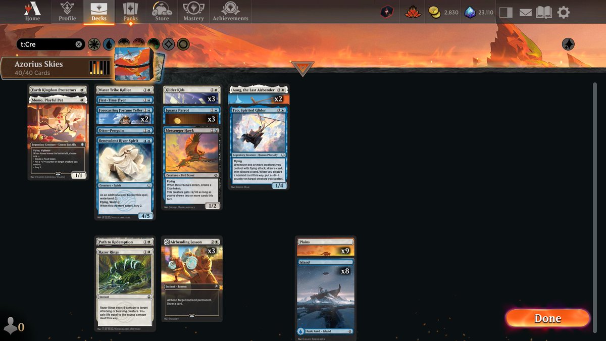 ThePastaPirate's tweet image. ☁️🏆Rareless Azorius Skies🏆☁️

1) 1x Teo: enables attacks/blocks well - plays offense/defense equally

2) 2x Aang: flying Flametongue slaps

3) 3x Kids/Lesson/Parrot: aerial beats/tempo removal ended games promptly

Draft: 17lands.com/draft/d6d996ec…

Games: 17lands.com/details/d6d996…