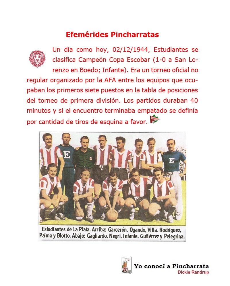 #EfemeridesPincharrratas
  𝕌𝕟 𝕕𝕚𝕒 𝕔𝕠𝕞𝕠 𝕒𝕪𝕖𝕣 
 Hace 81 años... 
#EDLP 
#EstudiantesLP 
#DaleRT