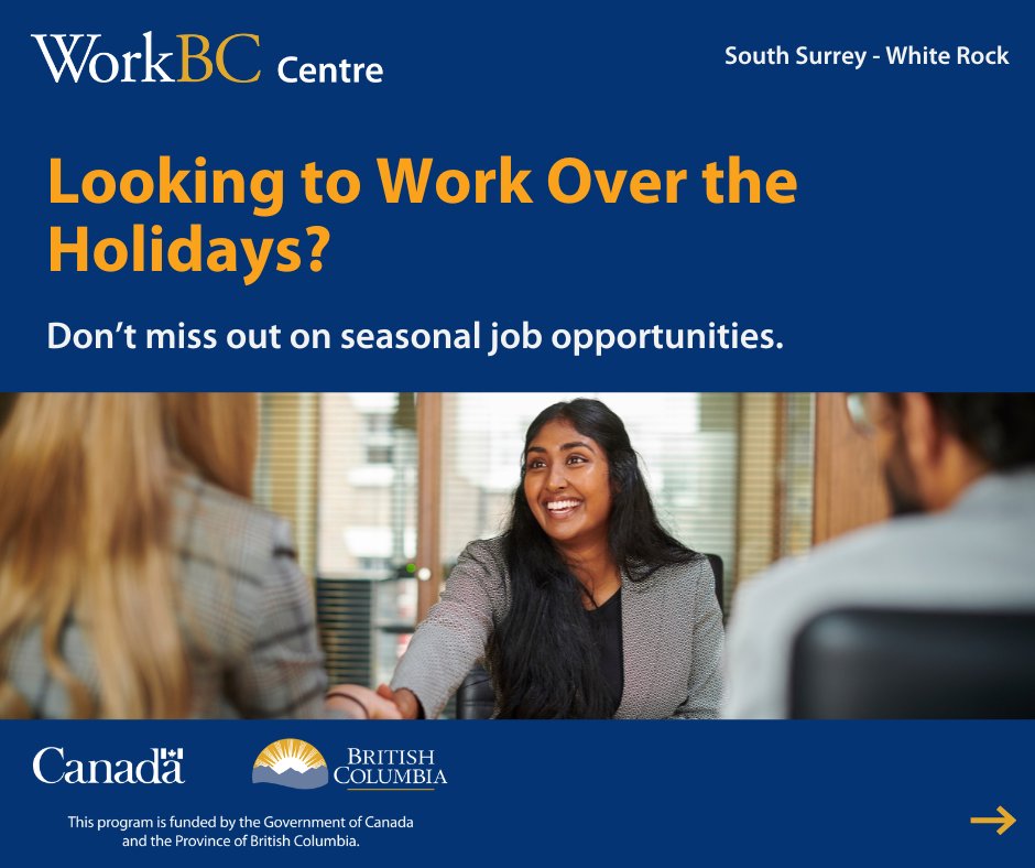 WorkBCSSWR's tweet image. 💡Job Search Tip of the Month: During the holiday season, numerous job openings become available across various sectors, including retail, warehousing, and hospitality, among others. 

Don't miss out on these opportunities!

#HolidayJobs #JobSeekers #HiringNow