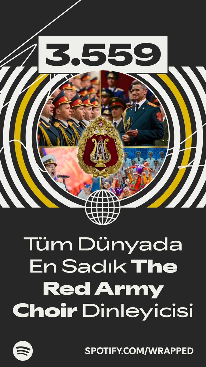 Tüm dünyada en sadık The Red Army Choir dinleyici arasındayım. #SpotifyWrapped   spotify.com/wrapped-share/…