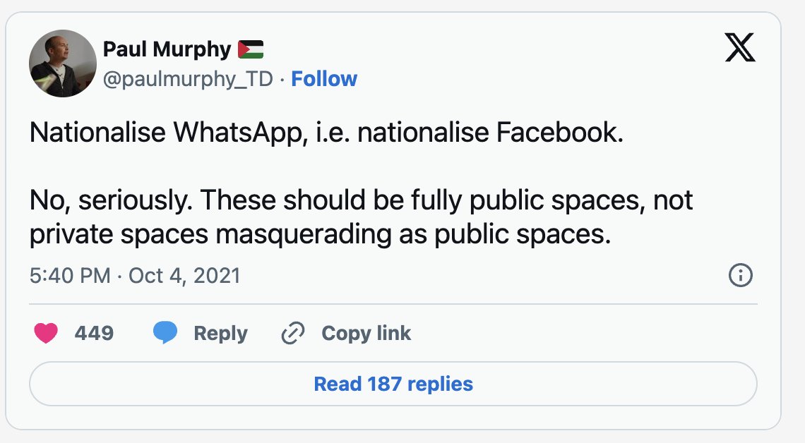 IrishPoliticsNL's tweet photo. Sinead Gibney joins Paul Murphy in what mad shit politicians say about social media. She's displaying a fundamental ignorance of how social media operates. Deeply ironic that we should take lectures about the internet from someone who used to happily work for Google. https://t.co/mf07DniRol