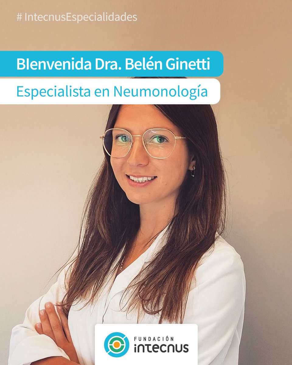 intecnus's tweet photo. ¡Bienvenida Dra. Belén Ginetti! 👩‍⚕️💙
Neumonóloga del CEMER se suma a Intecnus.
Especialidades: 🌫️ Neumonología • 😴 Sueño • 🚭 Tabaquismo • ❤️‍🩹 Hipertensión Pulmonar • 🎗️ Cáncer de pulmón.
Turnos 👉 https://t.co/biVWlDHpkU https://t.co/q8podp1tXn