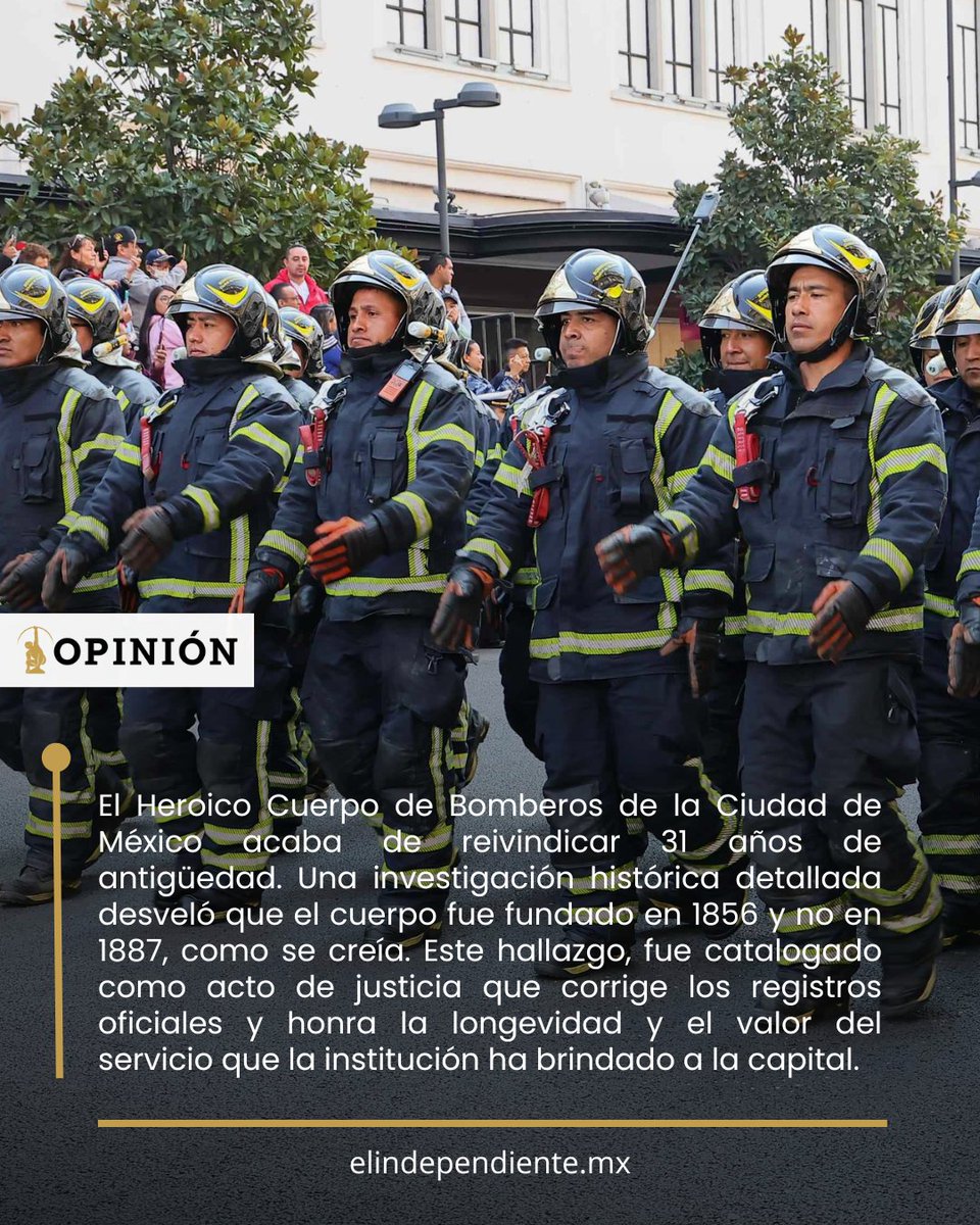 ElIndpendiente's tweet photo. El 25 de enero será a partir de ahora el "Día de la Bombera y del Bombero" de la Ciudad de México. El Congreso local aprobó por unanimidad esta nueva fecha oficial para conmemorar el verdadero origen de la institución, que data de 1856.

Esta declaratoria es un reconocimiento explícito a la lealtad, el valor y la disciplina de los "ZAPADORES BOMBEROS", reconociendo su papel histórico como la corporación de auxilio más antigua de la ciudad.

Lee la nota completa en #Opinión, de @JefeVulcanoCova 

#ElIndependienteMx #Bomberos #CDMX #Historia #Reconocimiento