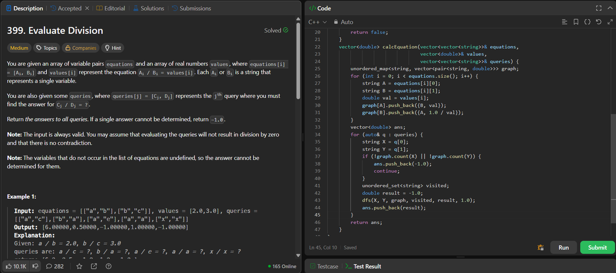 ANNISH_SEN's tweet image. Day 70 of #LeetCode75 Today’s problem was really tough for me — Evaluate Division. Tried multiple times, got stuck, got frustrated… But didn’t give up.  I understood and solved it with the help of YouTube Not my cleanest day, but definitely a learning day. Progress is progress.