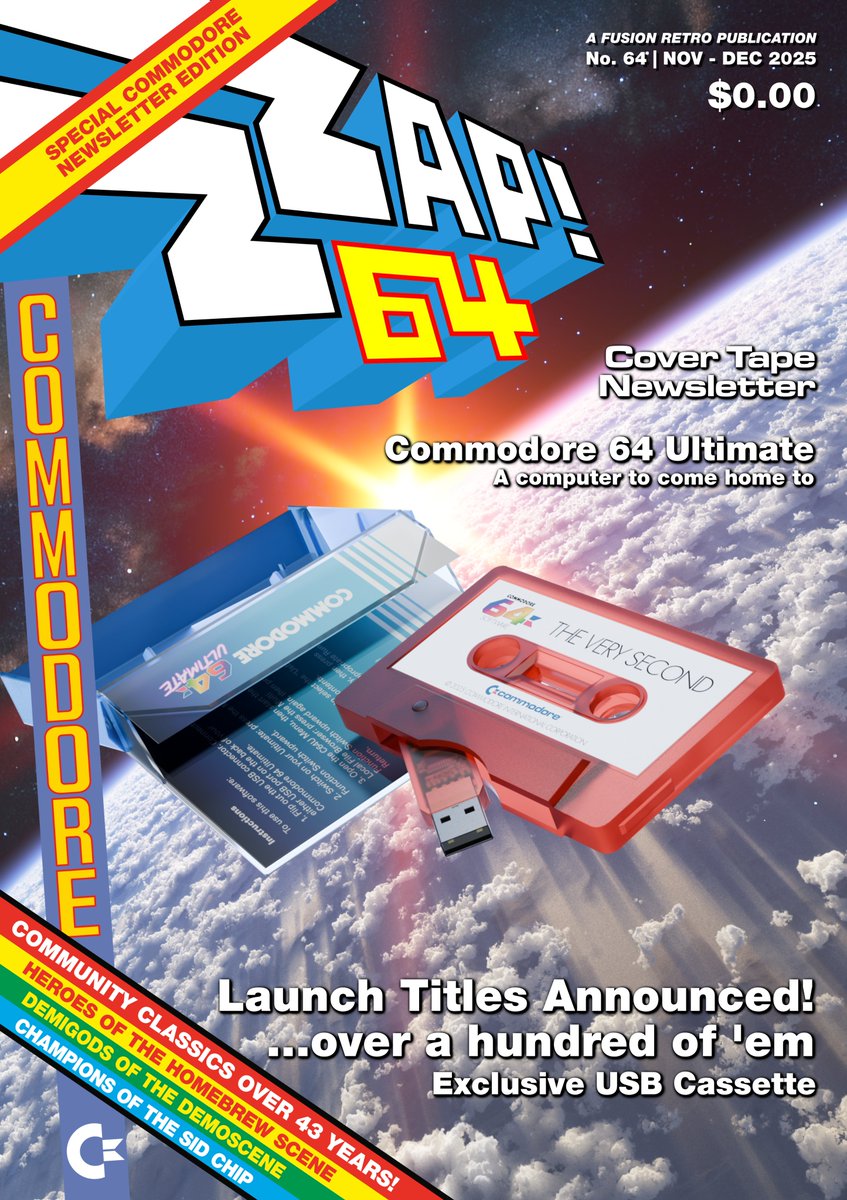 Stuffed like a holiday stocking, the exclusive C64U Cassette is loaded with over 100 games and goodies! Find one in every box.

Boot it up... commodore.net/pressplay

Cheers to <a href="/Retro_Fusion/">Fusion Retro Books</a> for the classic ZZAP! 64 masthead!