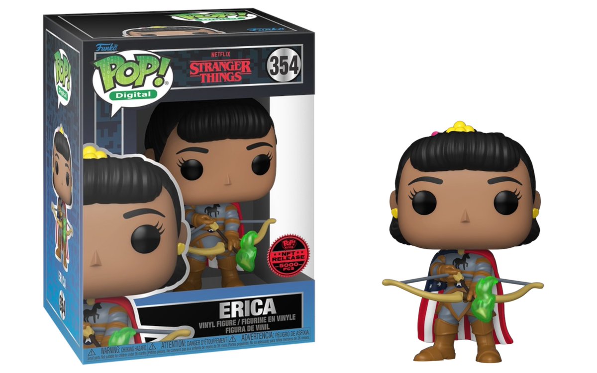 professorjosh's tweet photo. Erica NFT Stranger Things LE 2.425 have arrived! I have a few on both the shop https://t.co/1OwwGT7arp and Whatnot. 

Remember, "You can't spell America without Erica."

#funkopop #funko #funkostrangerthings #strangerthings #funkoforsale #funkonft https://t.co/hoKb86F8Nd