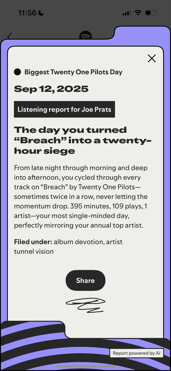 averageJoseppe's tweet photo. Time for my victory wrapped! 
#SpotifyWrapped #ListeningReports #AIInsights #fascinating https://t.co/QkPXTuWikF