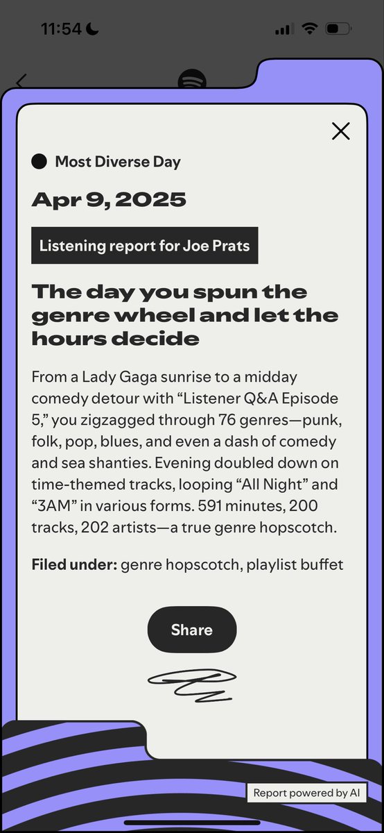 averageJoseppe's tweet photo. Time for my victory wrapped! 
#SpotifyWrapped #ListeningReports #AIInsights #fascinating https://t.co/QkPXTuWikF