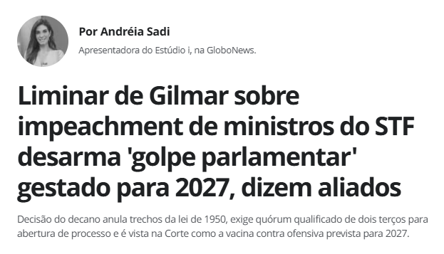 marinahelenabr's tweet image. Aliados do STF admitem que veem como &quot;ameaça à democracia&quot; o povo eleger políticos que podem tirá-los de lá.

Por isso precisam se blindar: para proteger a “democracia suprema” do próprio povo. 

E a Globo ainda dá o recado?