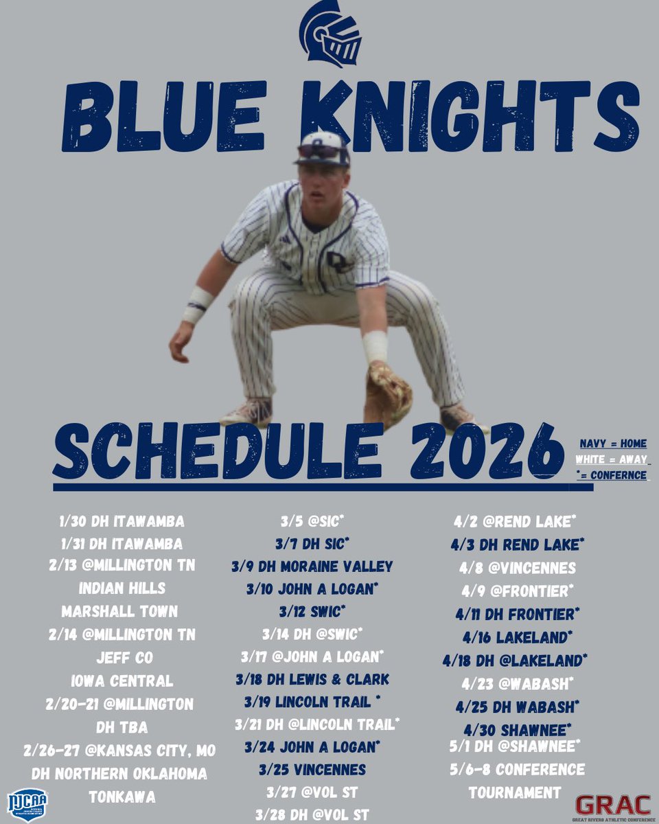 OCCBSB's tweet image. 🚨 2026 Spring Schedule🚨

Come catch your Blue Knights in action this spring! 🔵⚔️⚪️