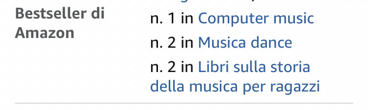 AndreaAngeliBuf's tweet photo. Bello scoprire che a 6 anni dalla pubblicazione il nostro libro #LaStoriadellaDiscoMusic è ancora N. 1 in nella classifica di #Amazon #ComputerMusic e sul podio in quelle #Dance #StoriadellaMusicaperRagazzi #Elettronica @GiovSavastano #DiscoMusic #PhillySound #Motown 🤩🎶 https://t.co/wqJXDsdOYZ