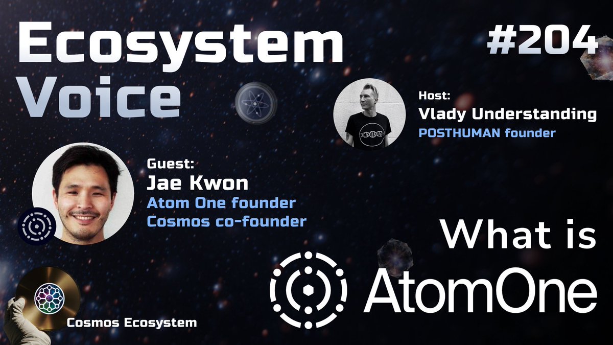 CosmosEcosystem's tweet image. 🚀 Ecosystem Voice #204 🚀

🗓 December, 4 (Thersday)
⏰ 10 AM PST / 18:00 UTC / 19:00 CET / 20:00 KYIV / 21:00 MSK

What is Atom One?

🔸 $ATONE, $PHOTON, what&apos;s next?
🔸 Atom One governance model
🔸 $GNOT airdrop for $ATONE-stakers

We will discuss all these topics and many…