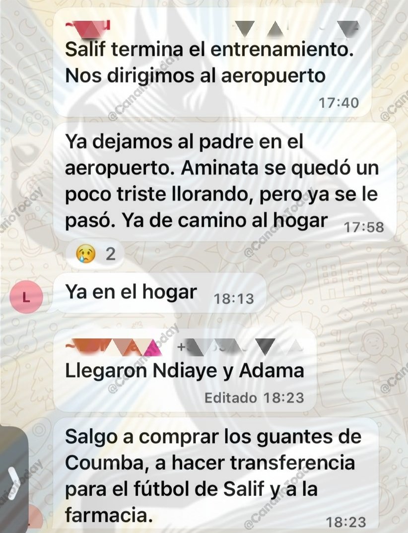 CanarioToday's tweet photo. 🔴 #EXCLUSIVA | Así informan en un grupo de WhatsApp del centro de MENAs “Capellanías” (Telde, Gran Canaria), gestionado por la ONG Quórum Social 77, sobre la visita de uno de los padres de dos MENAs.

➡️ El padre visita la isla y se marcha después de ver a sus hijos.

Todo ocurre bajo el acompañamiento de la polémica ONG, a la que denuncié por suministrar tabaco a los MENAs.

¿Por qué se permite que un padre visite a sus hijos y luego se marche, dejándolos a cargo del Gobierno mientras son mantenidos con dinero público?

¿Está el Gobierno de Canarias al tanto de estas visitas?
