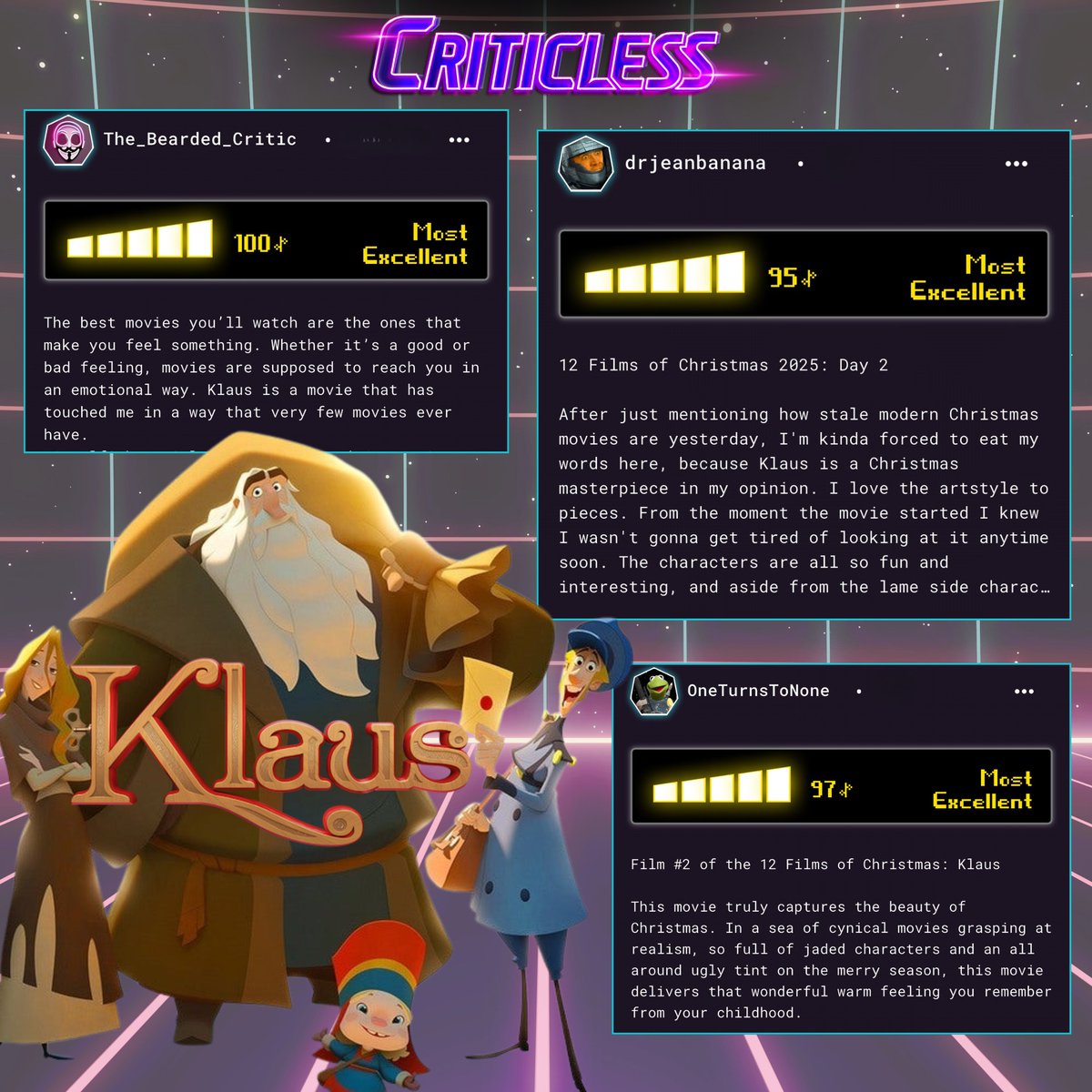 Have you watched Klaus yet?

This 2019 Netflix gem about a selfish postman and a mysterious toymaker who accidentally kickstart the Santa legend is pure holiday magic. Stunning animation, big heart, zero cynicism.

If you haven’t watched Klaus this December… fix that tonight.