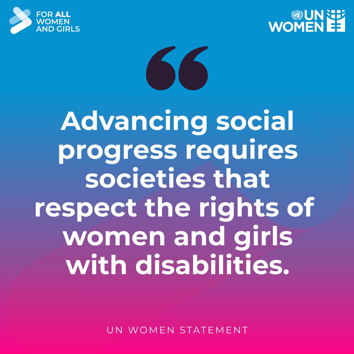 Equal societies respect the rights, dignity, and leadership of women and girls with disabilities.

Today and every day, <a href="/UN_Women/">UN Women</a> works with partners to expand accessibility and strengthen inclusive policies #ForAllWomenAndGirls.

Our statement: unwo.men/Iiif50XBcV4

#IDPD2025