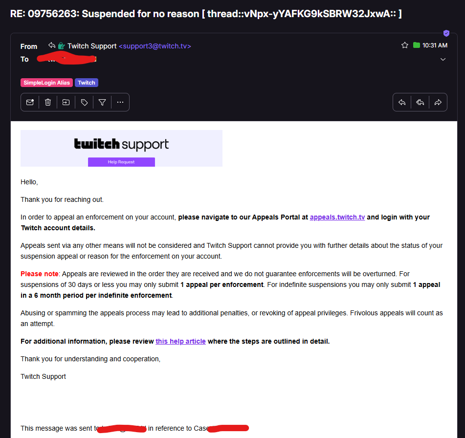 tabp0le's tweet photo. @Twitch Has suspended my account indefinitely for purchase/payout #fraud. I created my first (and only) account earlier this week. Haven't added a payment method or used the account for anything. I enabled 2FA on the account, but never got to use it. @TwitchSupport  I appealed, was rejected, then told to open a support ticket, then told by support to open an appeal. Round-round we go.. This is some bullshit.