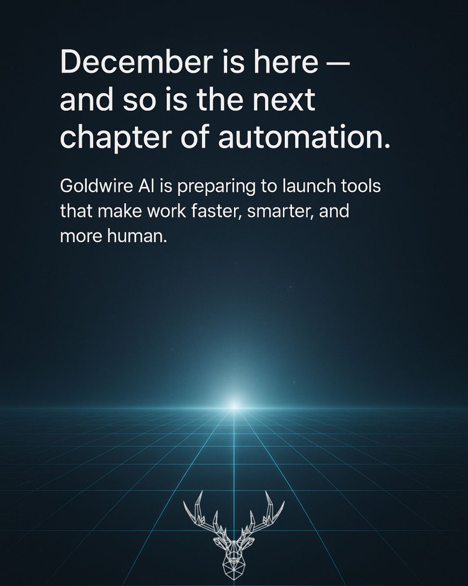 Goldwire_AI's tweet image. December’s here, and we’re excited.
We’re getting ready to launch Goldwire AI — tools built to make your work faster, smarter, and more human.
#GoldwireAI #AutomationTools #FutureOfWork #AIForBusiness