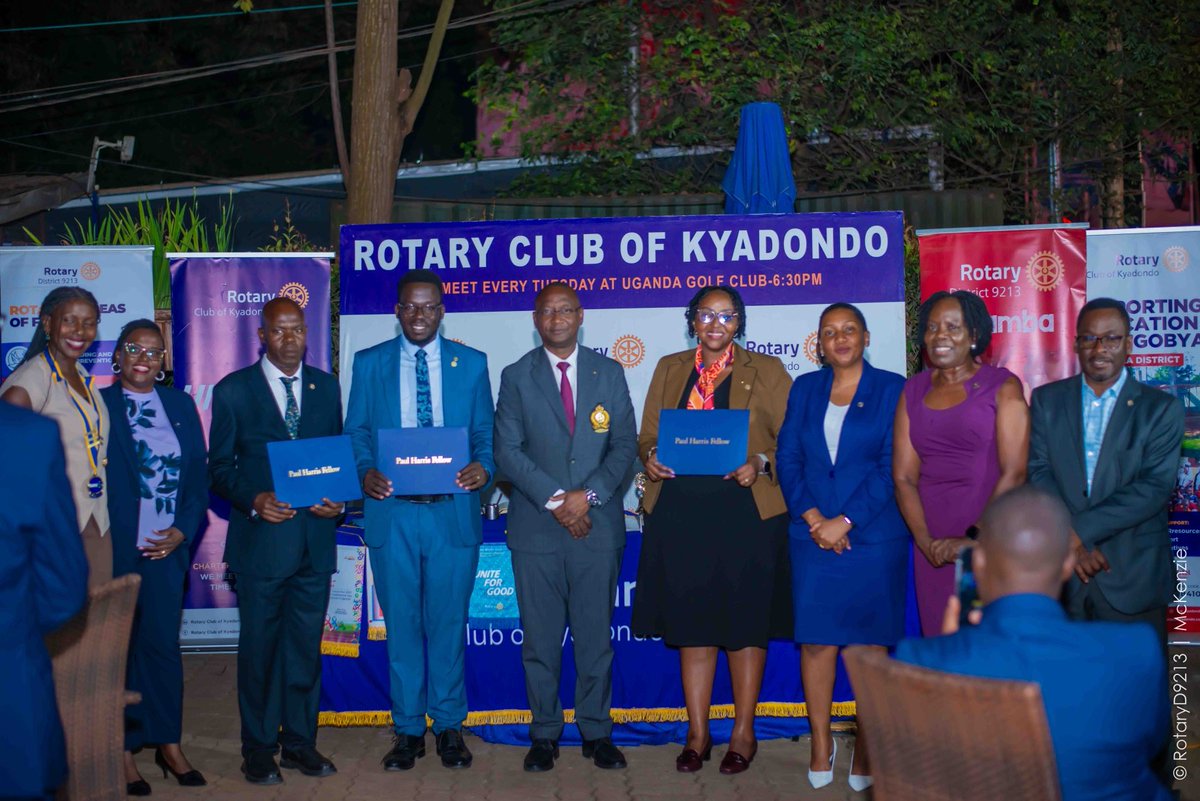 Honouring commitment to Rotary. The DG officially pins 6 Paul Harris Society members, a testament to the continued generosity and impact. #rotaryeyamba