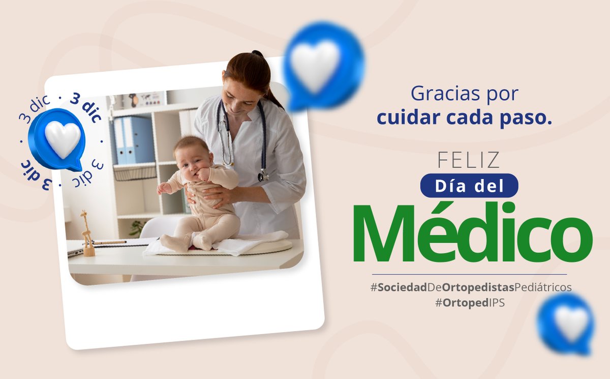 🩺✨ Hoy celebramos a los médicos que cuidan vidas con conocimiento, empatía y compromiso.
Gracias a todos, y en especial a nuestros ortopedistas pediátricos, por acompañar el crecimiento y la movilidad de los niños. 💚
¡Gracias por su labor y por dejar huella en cada paso! 👣