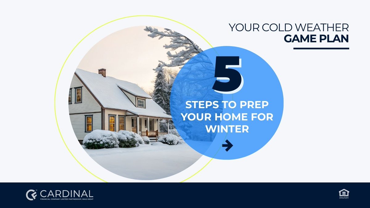 CardFinancial's tweet photo. Winter is c̶o̶m̶i̶n̶g̶ has arrived. 
Make sure your home is ready with these 5 must-dos. 🏡❄️
#cardinalfinancial #winter #homeownertips https://t.co/29mSTjHuZY