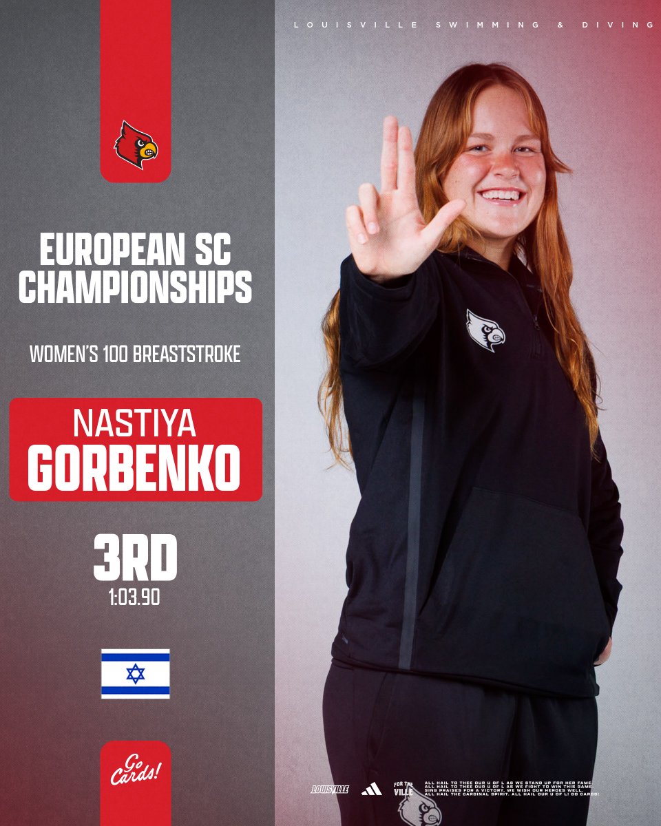 🚨 ISRAELI NATIONAL RECORD 🚨

Nastiya's 🥉 time of 1:03.90 in the women's 100 breast final breaks her own Israeli national record ‼️

#GoCards