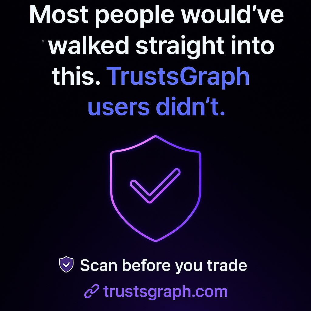 trustsgraph's tweet image. 🚨 Another brutal rug warning from TrustsGraph

This token was scoring a 1 out of 100
New founder wallet
Bot-inflated community
Suspicious growth
Past rugs
High concentration wallets
No liquidity history

Our engine flagged it instantly.