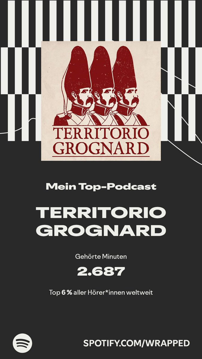 „TERRITORIO GROGNARD“ ist meine Nummer 1. Mehr Infos gibt’s in meinem #SpotifyWrapped. 
spotify.com/wrapped-share/…