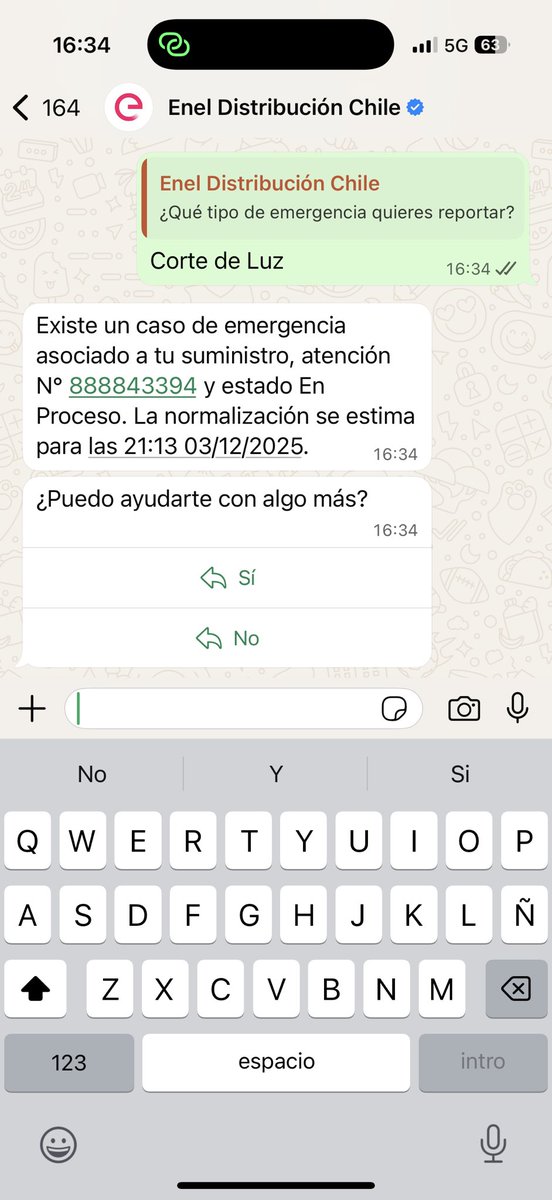 samitadonoso's tweet photo. @jaime_alvarado @Enel_Informa_CL @Sename_gobierno @SEC_cl Me indicaron que recién se restablece  a las 21 horas https://t.co/WsezZtDm2I