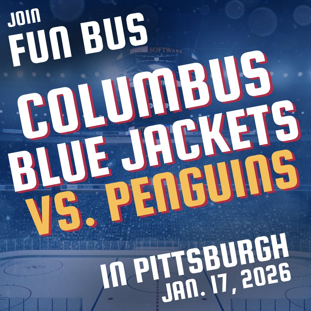 FunBusOH's tweet image. Fun Bus - see your Blue Jackets take on the Penguins in Pittsburgh in an NHL showdown this January! $175.00 includes transportation &amp;amp; game ticket. tinyurl.com/yc393d8a #cbj