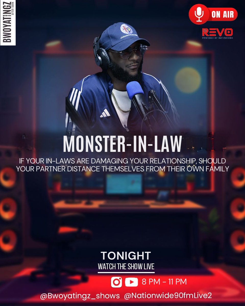 BwoyatingzS's tweet photo. MONSTER-IN-LAW:
If your in-laws are damaging your relationship, should your partner distance themselves from their own family? 👀

TONIGHT on #BwoyatingzAfterDark
🕗 8PM–11PM | @NationwideRadio 

#FamilyDrama #RelationshipTalk #TalkUpDiTingz https://t.co/0MqrZsm8TO