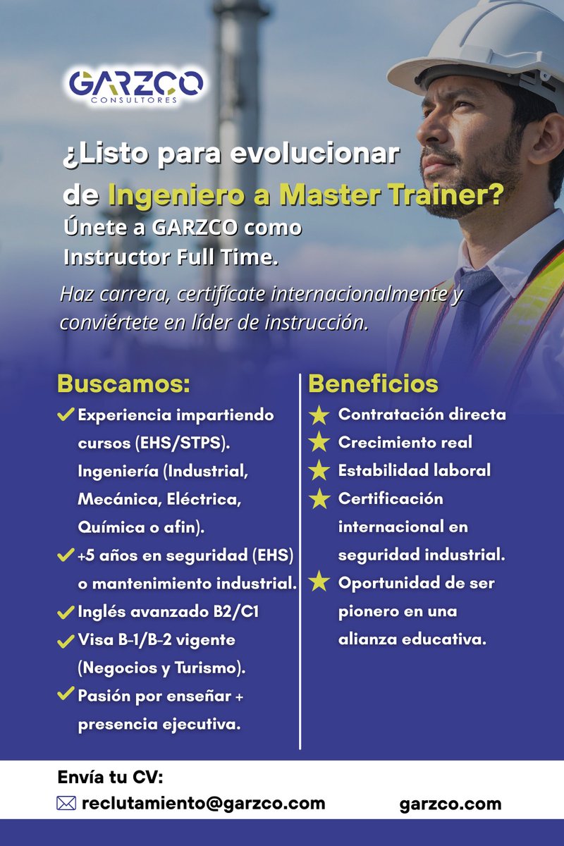 RodrigoGarzaE's tweet photo. Buscamos instructor de planta full time para proyecto de crecimiento. https://t.co/dfVnDkzFzp