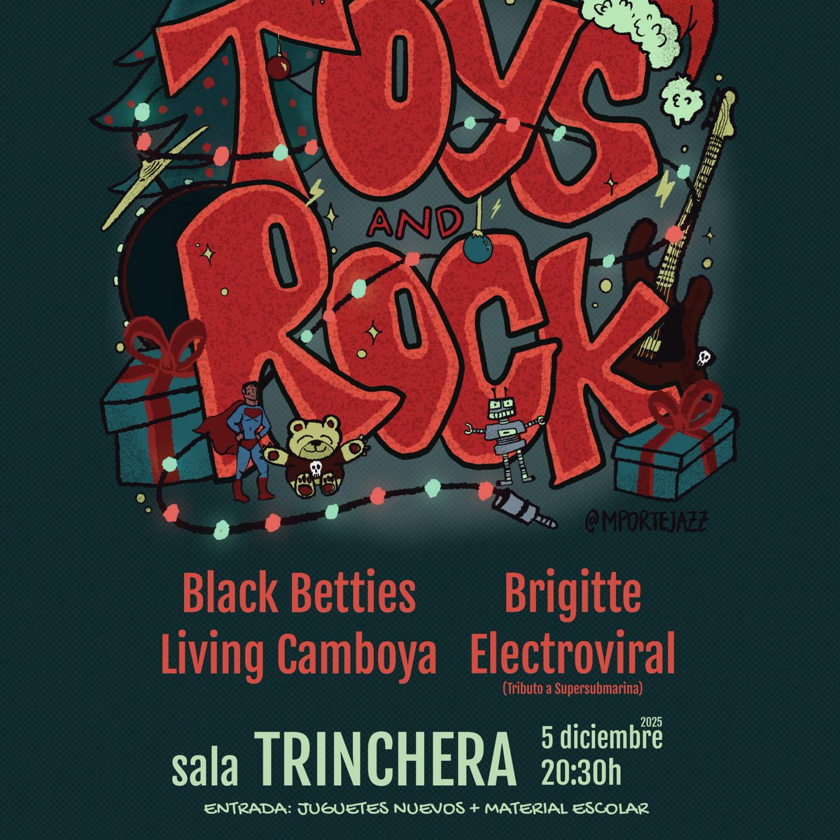 🎸 ¡Vuelve Toys and Rock!

🧸 Disfruta de música en directo a cambio de llevar juguetes nuevos y material escolar para los niños de oncología del hospital de Málaga.

🗓️Este viernes 5 de diciembre en la sala Trinchera a partir de las 20:30.

¡Ven y colabora!

#CofradíasMLG