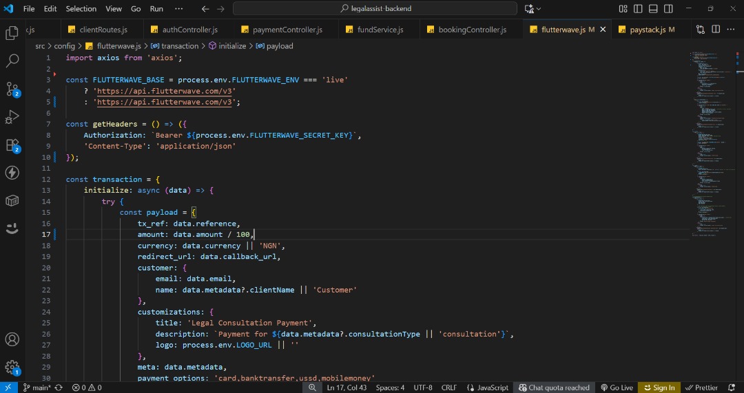 ShittuIbrrahim's tweet image. 22/30

Integration FLEXIBILITY achieved! 🚀 Legal-Assist now supports @paystack &amp;amp; @theflutterwave payment gateways. Structured them into separate, clean service files for redundancy and easy switching. The financial engine is now dual-powered! #Oop #Paystack #Flutterwave #NodeJS