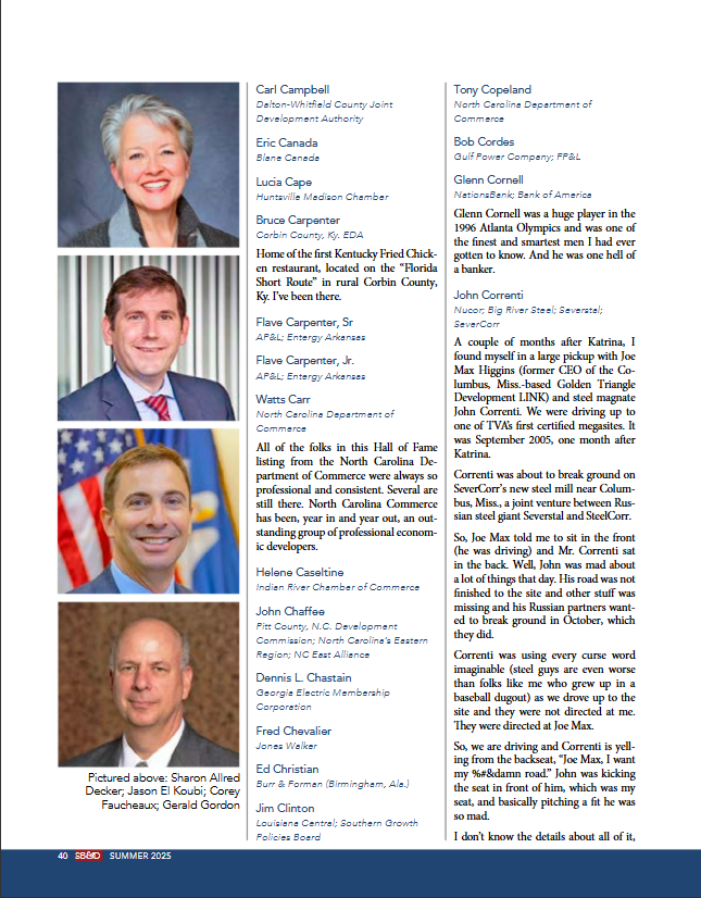 Congratulations to Advantous' Corey Faucheux on being inducted into Southern Business &amp; Development's Southern Economic Development Hall of Fame. Corey was selected for his leadership in driving impactful projects and his lasting contributions to economic and community
