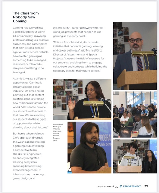 havlEsports's tweet photo. Esports Integration is highlighted in Esports Trade Association's Winter 2025 issue in the article "Press Start" - the article focuses on:

1) Building esports facilities in K-12 for an inspiring learning environment
2) Creating learning systems in K-12 that builds careers (not just competitive play) through curriculum by Platform1 https://t.co/tNJK9B36Hz
3) Implementing an academic program in district (not just a club)

https://t.co/aXIqLPfN3l
For a free consultation to inquire for your school:
info@esportsintegration.com

Read the article here: https://t.co/qIbbMSajD5

“Atlantic City Public Schools achieved a major milestone, leading the nation with an approach that ties esports directly to future careers. This wasn’t just about playing—it was about learning outcomes and workforce development.”

Esports Integration, and our partners, focus on creating career pathways, not just competition, when building successful esports programs in K-12 schools.
  
https://t.co/aXIqLPfN3l