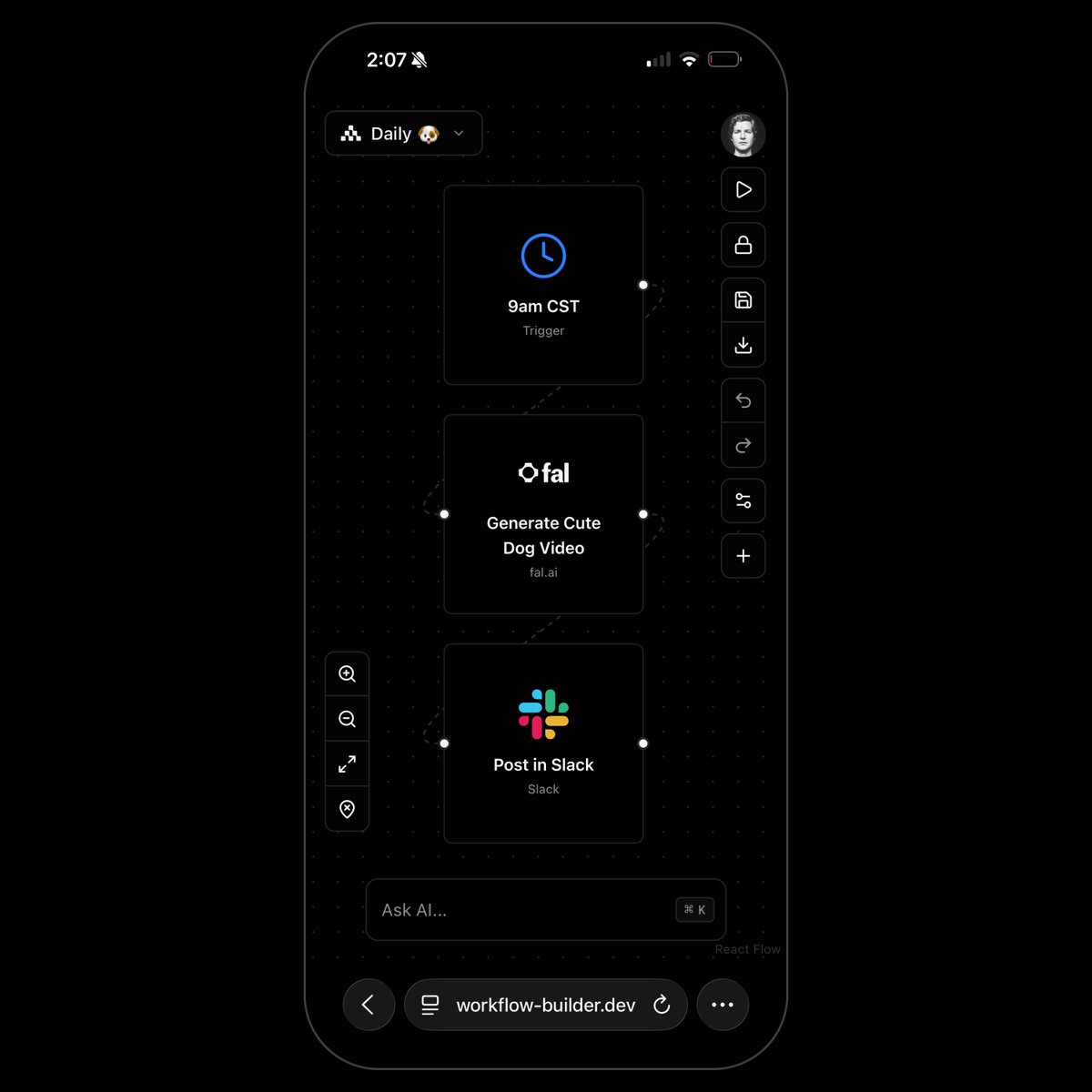 ctatedev's tweet image. Build/run important workflows from anywhere

workflow-builder.dev