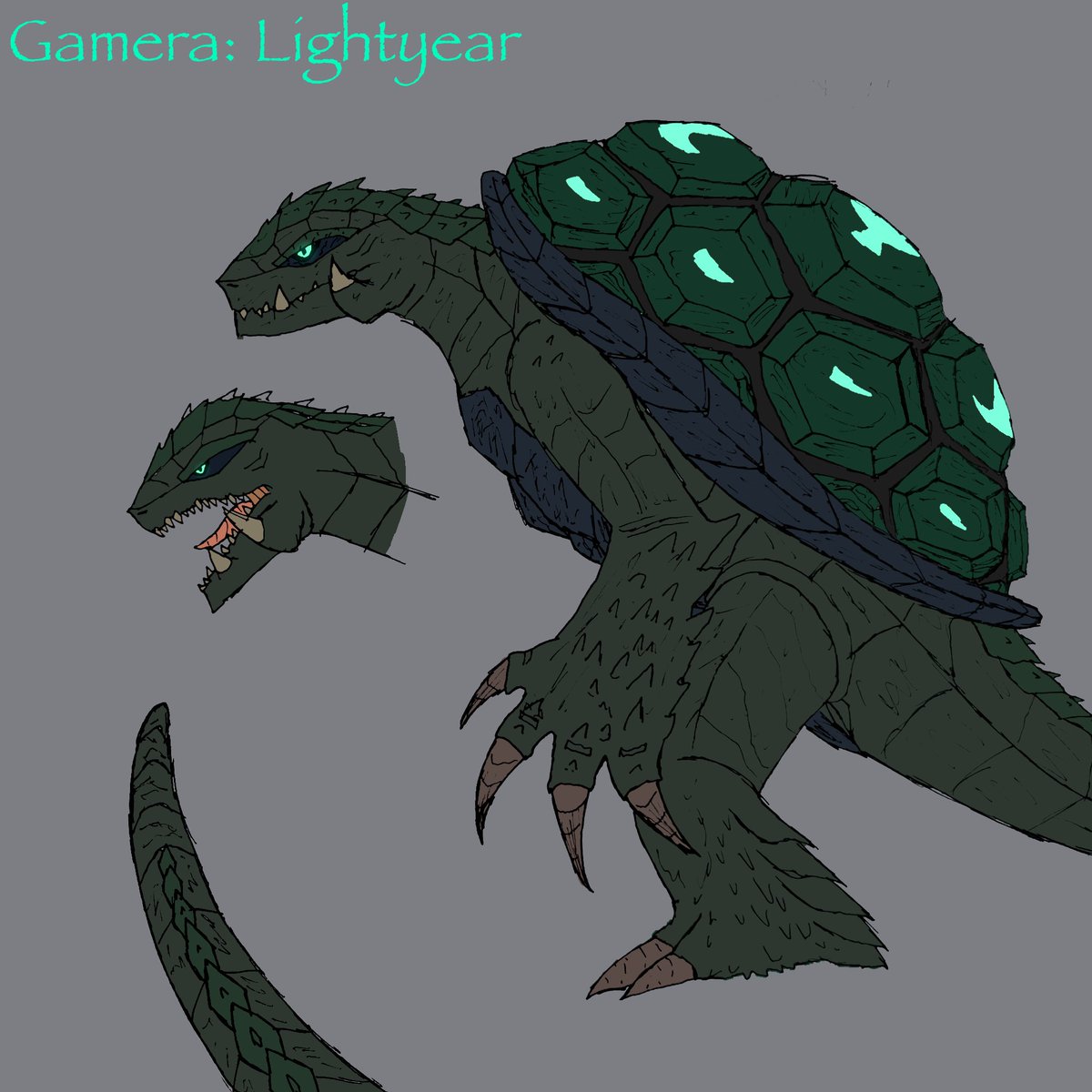 Gamera: Lightyear. My FanGamera design, based on the 2015 concept design with some of rebirth. #Gamera #fangamera #kaiju