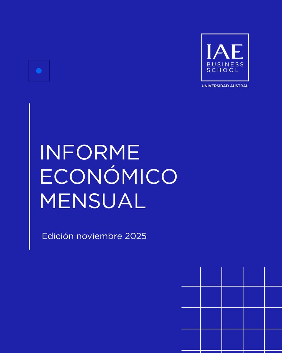 Nueva edición del IEM del IAE, correspondiente a noviembre y actualizada al día de hoy. Incluye análisis de <a href="/mdalpog/">Marina Dal Poggetto</a>, Fracchia, <a href="/fmarengo/">Fernando R. Marengo</a>, <a href="/PussettoLucas/">Lucas Pussetto</a>, <a href="/DamianFalcone/">Damian Falcone</a>, <a href="/pdsegal/">Paul Segal</a>, <a href="/RSVassolo/">Roberto Vassolo</a> y <a href="/PazCostaXI/">Felipe Costa Paz</a> sobre economía argentina, internacional e IA.
📎bit.ly/3XuovZs