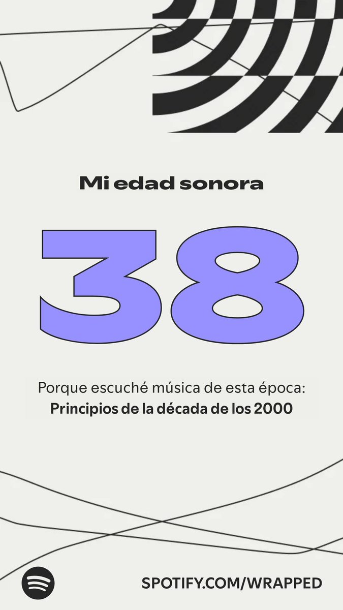 RESAMA's tweet image. Esta es mi edad sonora según mi #SpotifyWrapped. 
spotify.com/wrapped-share/…