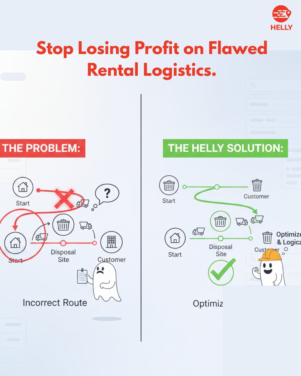 helly_usa's tweet image. Generic routing wastes fuel. Helly uses Accurate Disposal Logic and Vehicle Constraints to ensure disposal is the final, optimized stop. Maximize fleet ROI. Run your rentals with precision.

#EquipmentRental #DumpsterRental #LogisticsOptimization #Helly