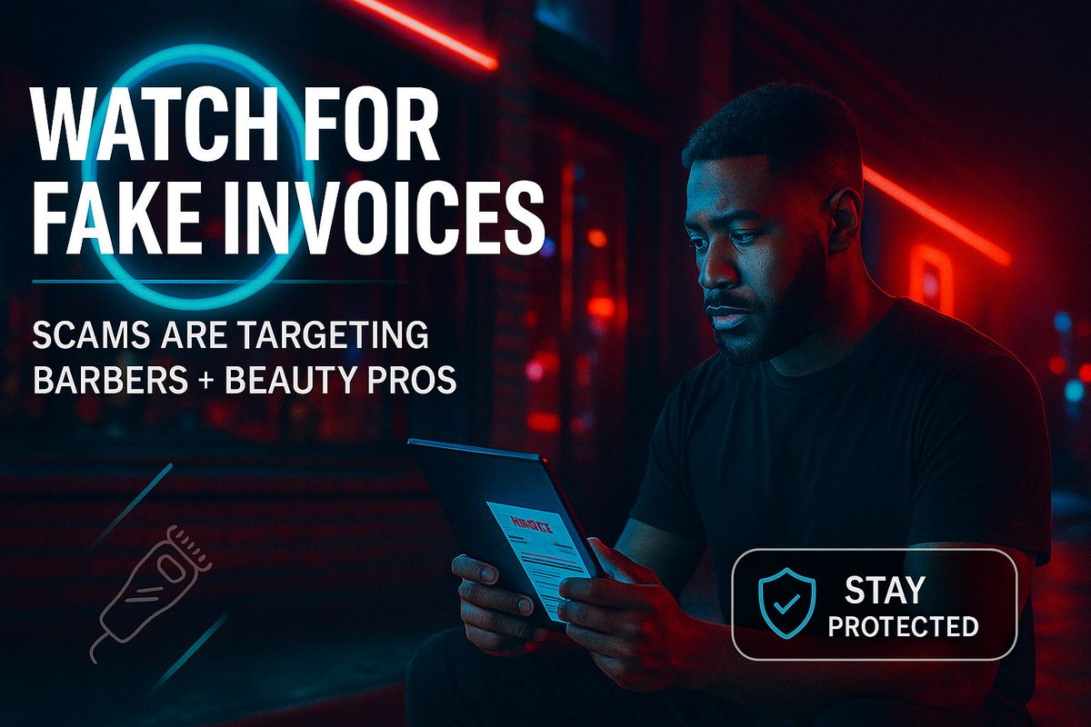 talk2cc's tweet image. Barbers + beauty pros: scammers are sending fake vendor invoices + bogus payment requests to small shops nationwide.
Learn the signs before it hits your business.
Get the breakdown + stay protected! &amp;gt; na2.hubs.ly/H02lYTd0
#ftcscamalert #completecontroller #entrepreneur