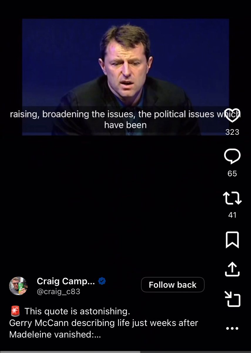 njbennett's tweet image. How can any father of a missing child be interested in “broadening the issues, the political issues” barely 5 or 6 weeks after his child has disappeared?

Only if he’s more interested in the “wider agenda”.

#McCann #CEOP #NCMEC