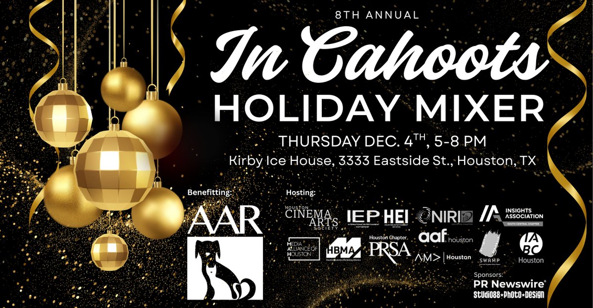 amahouston's tweet photo. It's almost here!!

Tomorrow we’ll be with some of Houston’s most creative and community-minded orgs at the In Cahoots Holiday Mixer. 

If you'll be attending, we can't wait to connect and kick off the holiday season!

See you there! 🐶 https://t.co/zeQDHvTvtm