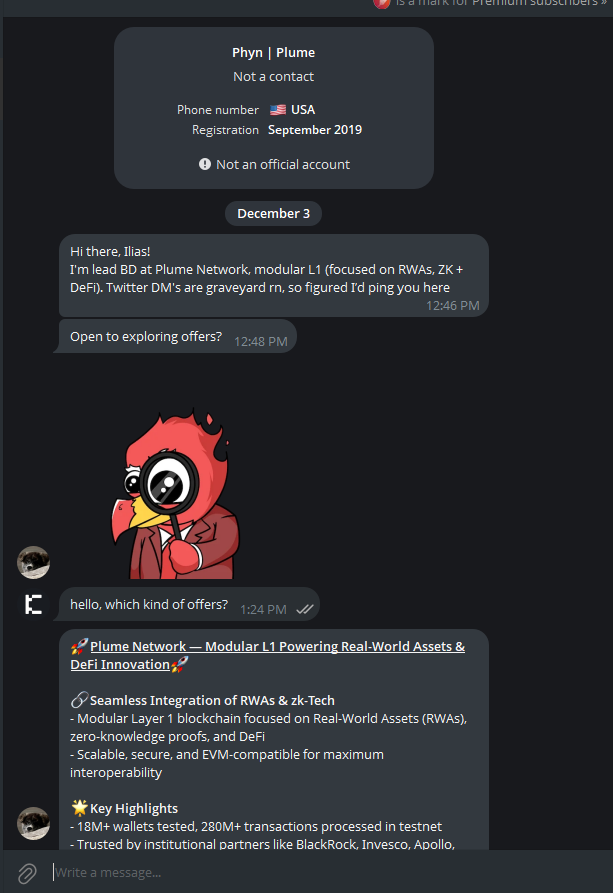 Ilias_Chakri's tweet photo. @thepixudi @plumenetwork He also contacted me on Telegram for a graphic &amp; motion design job, I asked him to prove he was a Plume member by sharing his Twitter so I could check if Plume follows him, He told me he wasn't interested anymore, After I saw your tweet and gave them a shoutout, he blocked me https://t.co/vsqNZuxq9l