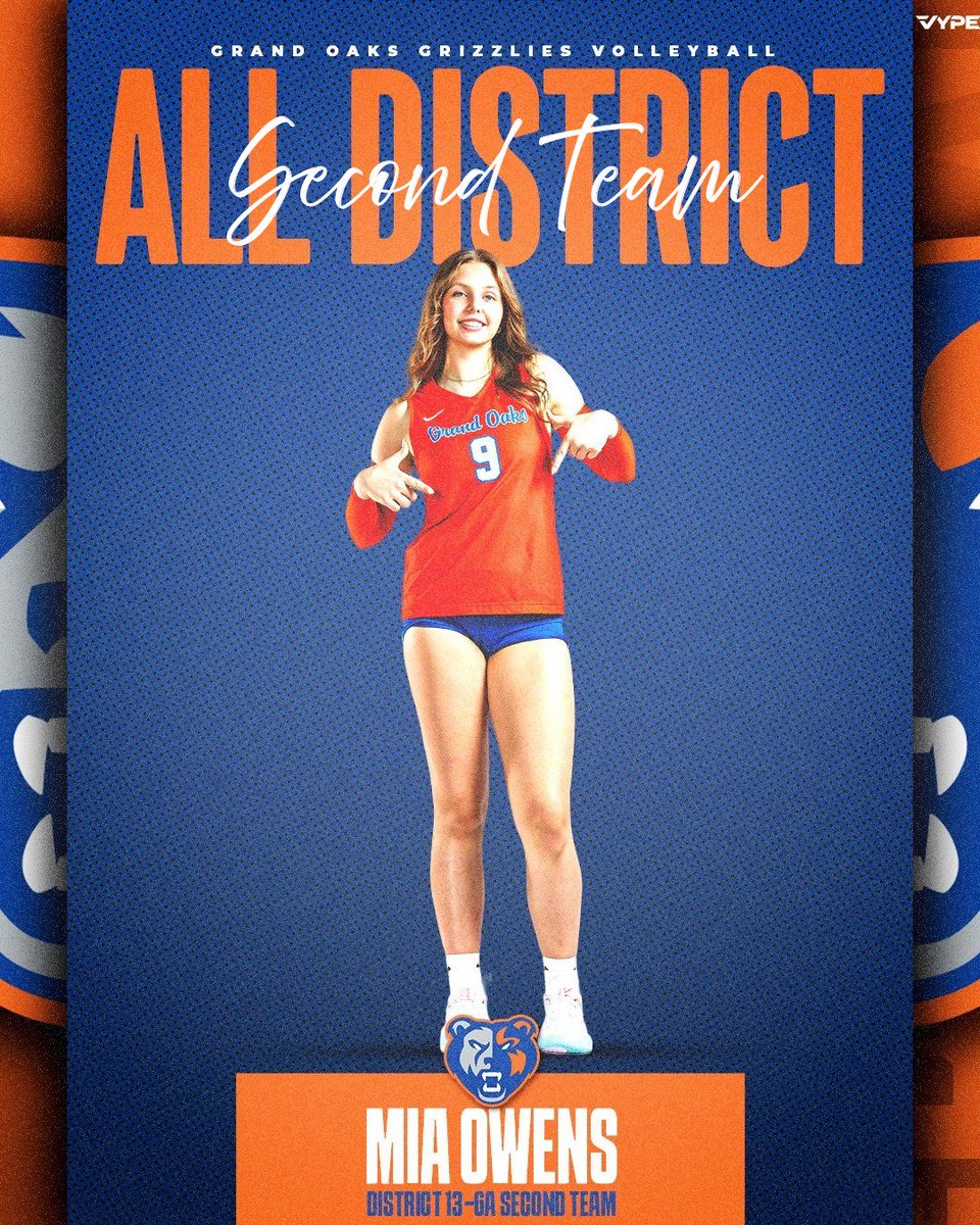 grandoaksvb's tweet photo. Congratulations to Mia Owens (Jr) on earning District 13-6A Second Team honors! She’s powerful, reliable, and one of the hardest workers in the gym. Her determination and dedication show in everything she does! So very proud of you! 🧡💙 https://t.co/Ccqz5POeQX