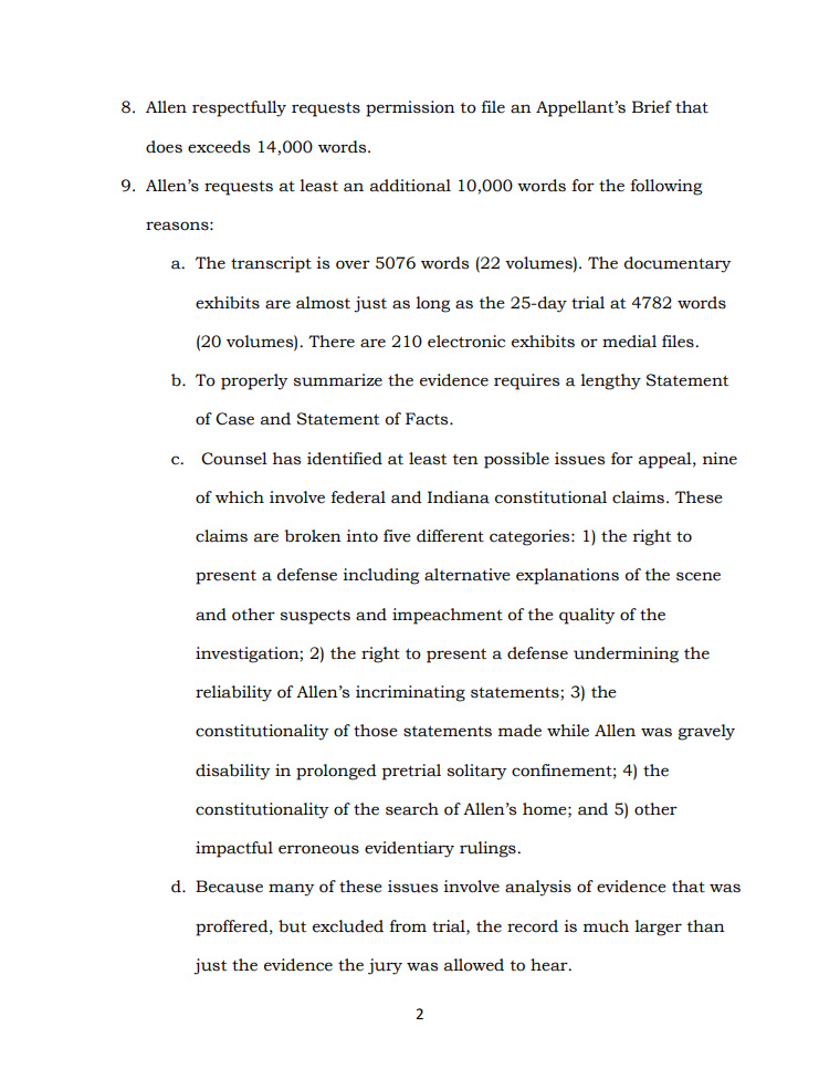 MattBlacInc's tweet image. IN THE #INDIANA COURT OF APPEALS 

CAUSE NO. 25A-CR-00591 #RichardAllen | #Delphi

Appeal from the Carroll Circuit Court  v. 
Cause No. 08C01-2210-MR-1   

Belated Motion for Permission to File Oversized Appellant’s Brief

pages 5